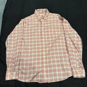 Faherty Brand Movement Shirt Mens XL Blue Pink Plaid Long Sleeve Button Up